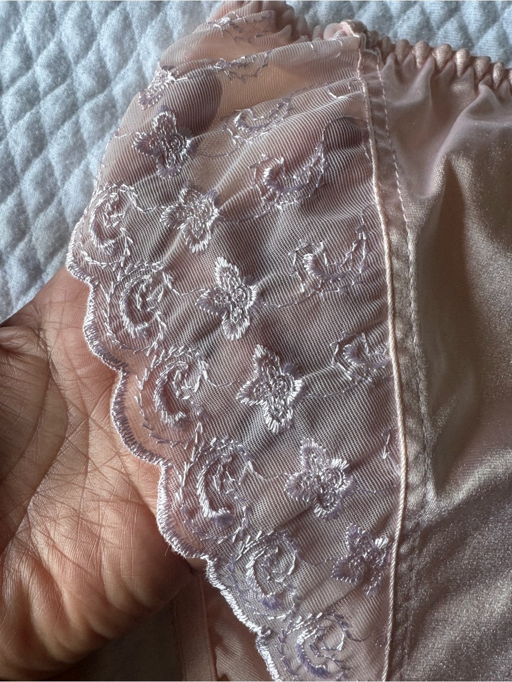 Victoria's Secret vintage Satin Lace Bikini Briefs - Light Pink - Picture 6 of 13